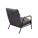 Nignu Accent Chair, Gray Top Grain Leather & Matt Iron Finish Acme