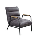 Nignu Accent Chair, Gray Top Grain Leather & Matt Iron Finish Acme