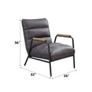 Nignu Accent Chair, Gray Top Grain Leather & Matt Iron Finish Acme