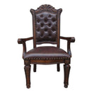 Vendome Arm Chair 2Pc, Faux Leather & Cherry Finish Acme