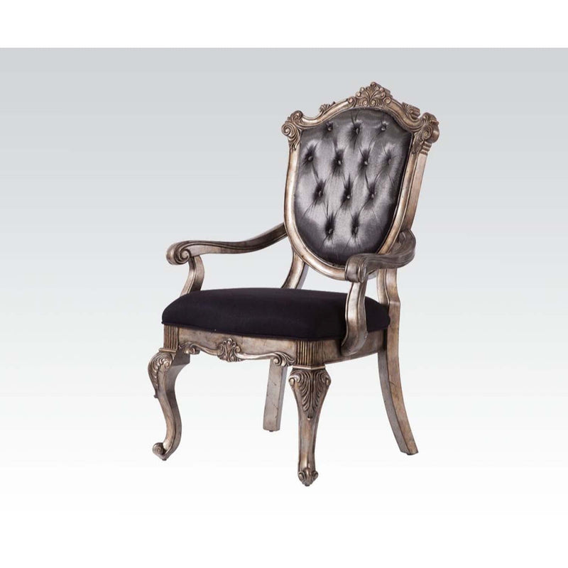 Chantelle Arm Chair 2Pc, Silver Gray Silk-Like Fabric Acme