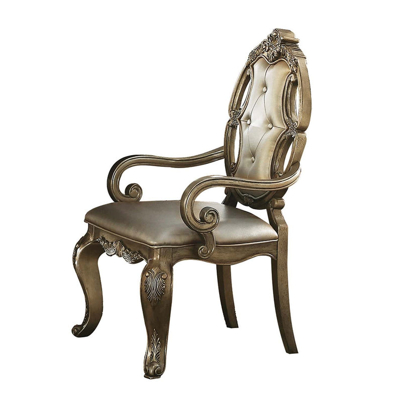 Ragenardus Arm Chair 2Pc, Vintage Faux Leather & Vintage Oak Finish Acme