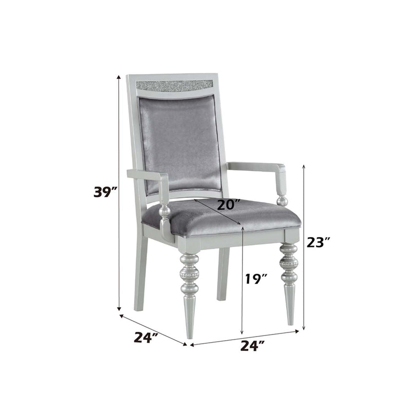 Maverick Arm Chair 2Pc, Fabric & Platinum Finish Acme