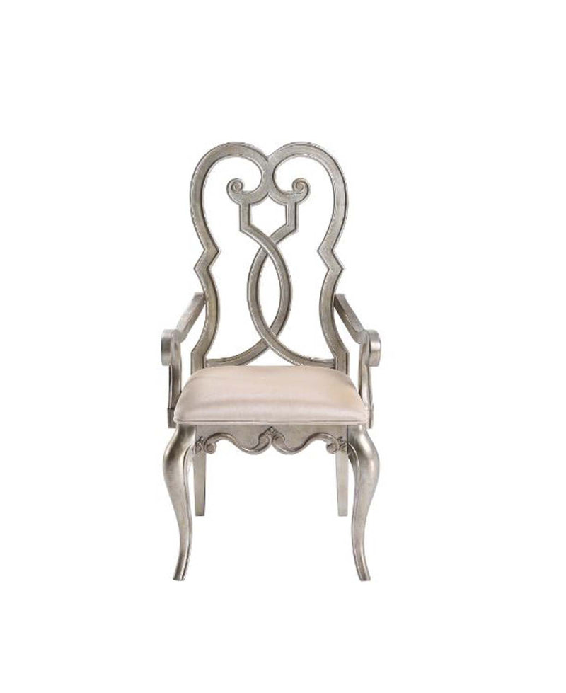 Esteban Arm Chair 2Pc, Ivory Velvet & Antique Champagne Finish Acme