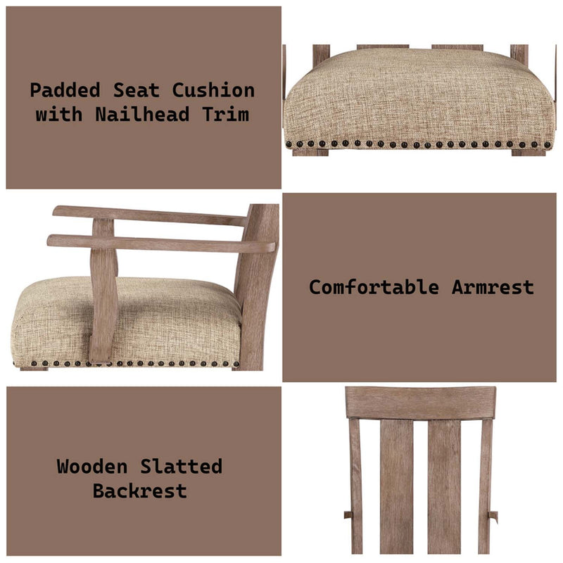 Nathaniel Arm Chair 2Pc, Fabric & Maple Finish Acme