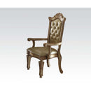 Vendome Arm Chair 2Pc, Bone Faux Leather & Gold Patina Finish Acme