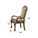 Dresden Arm Chair 2Pc, Bone Faux Leather & Gold Patina Finish Acme