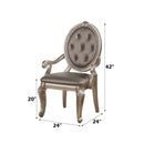 Northville Arm Chair 2Pc, Faux Leather & Antique Silver Finish Acme