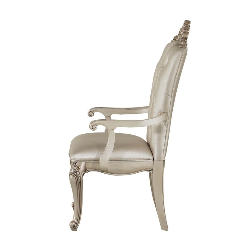 Gorsedd Arm Chair 2Pc, Cream Fabric & Golden Ivory Finish Acme