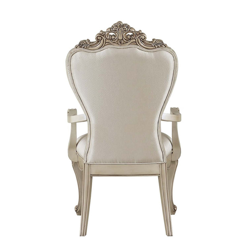 Gorsedd Arm Chair 2Pc, Cream Fabric & Golden Ivory Finish Acme
