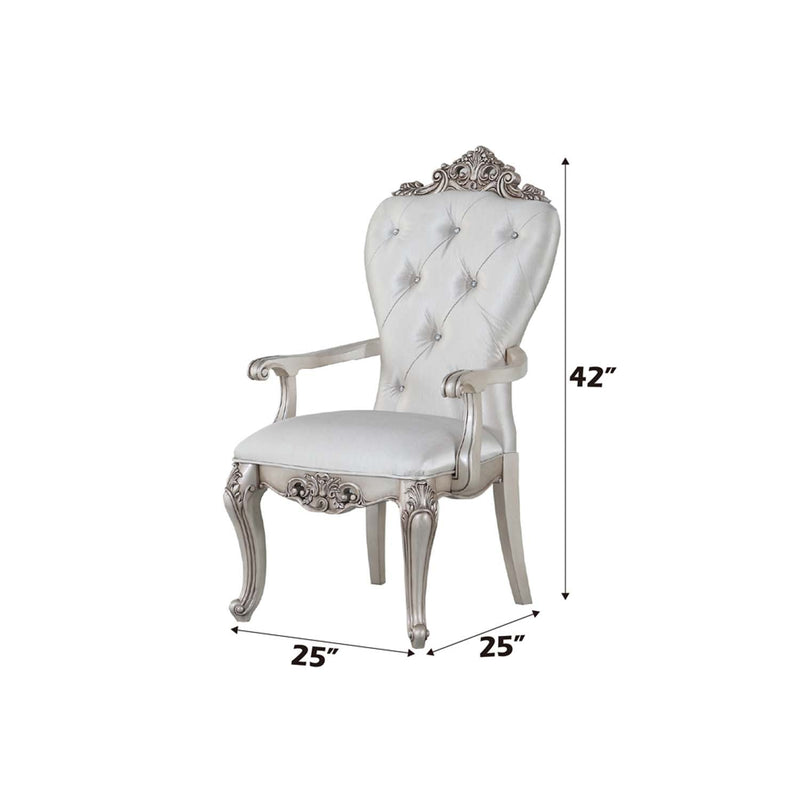 Gorsedd Arm Chair 2Pc, Cream Fabric & Golden Ivory Finish Acme