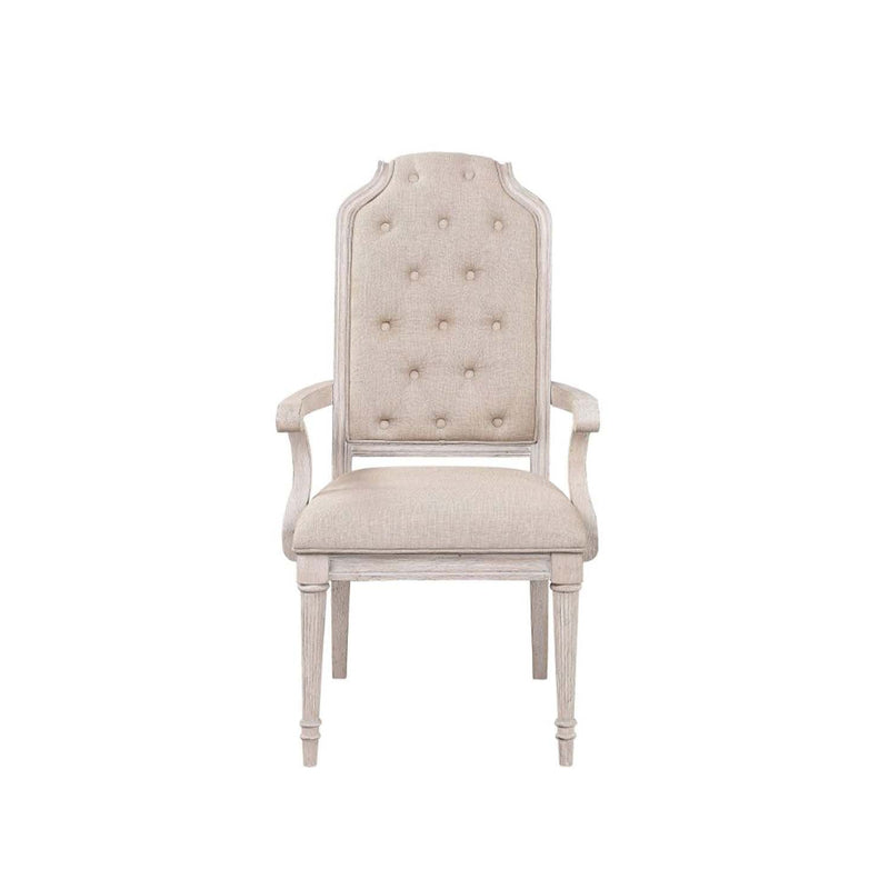 Wynsor Arm Chair 2Pc, Antique White Finish Acme