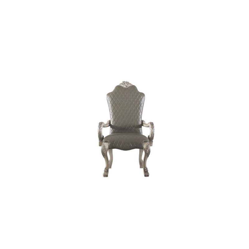 Dresden Arm Chair 2Pc, Faux Leather &Vintage Bone White Finish Acme