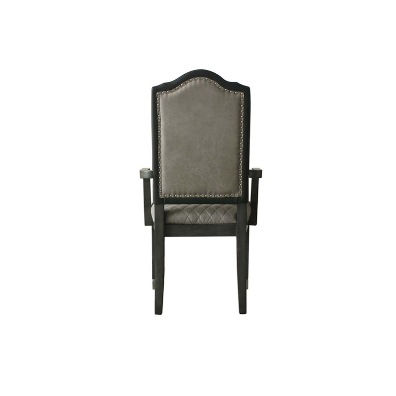 House Beatrice Arm Chair 2Pc, Two Tone Gray Fabric & Charcoal Finish Acme