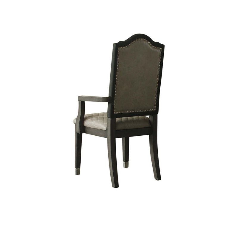 House Beatrice Arm Chair 2Pc, Two Tone Gray Fabric & Charcoal Finish Acme