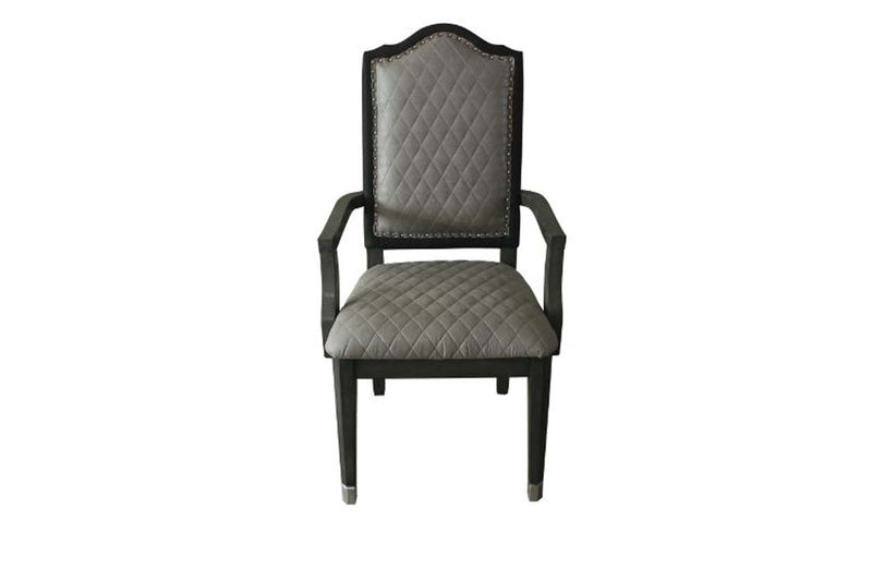 House Beatrice Arm Chair 2Pc, Two Tone Gray Fabric & Charcoal Finish Acme