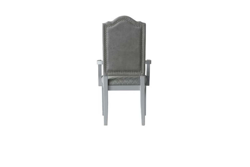 House Marchese Arm Chair 2Pc, Two Tone Gray Fabric & Pearl Gray Finish Acme