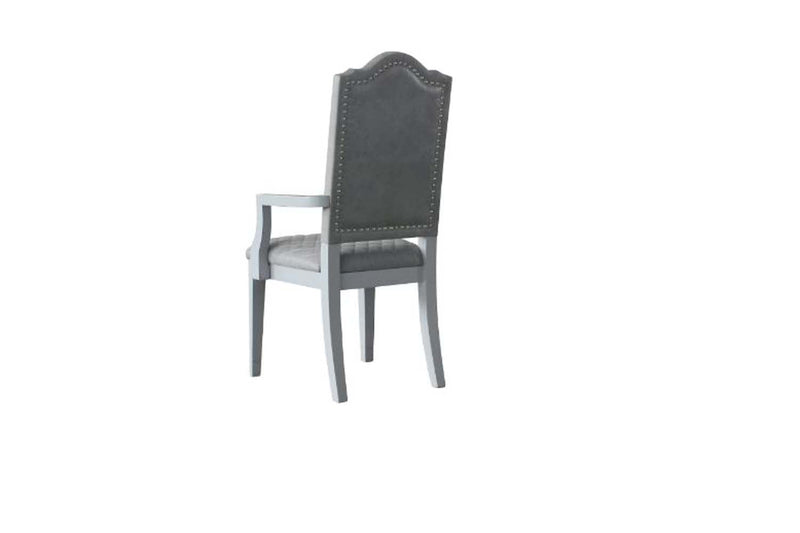 House Marchese Arm Chair 2Pc, Two Tone Gray Fabric & Pearl Gray Finish Acme