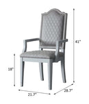 House Marchese Arm Chair 2Pc, Two Tone Gray Fabric & Pearl Gray Finish Acme