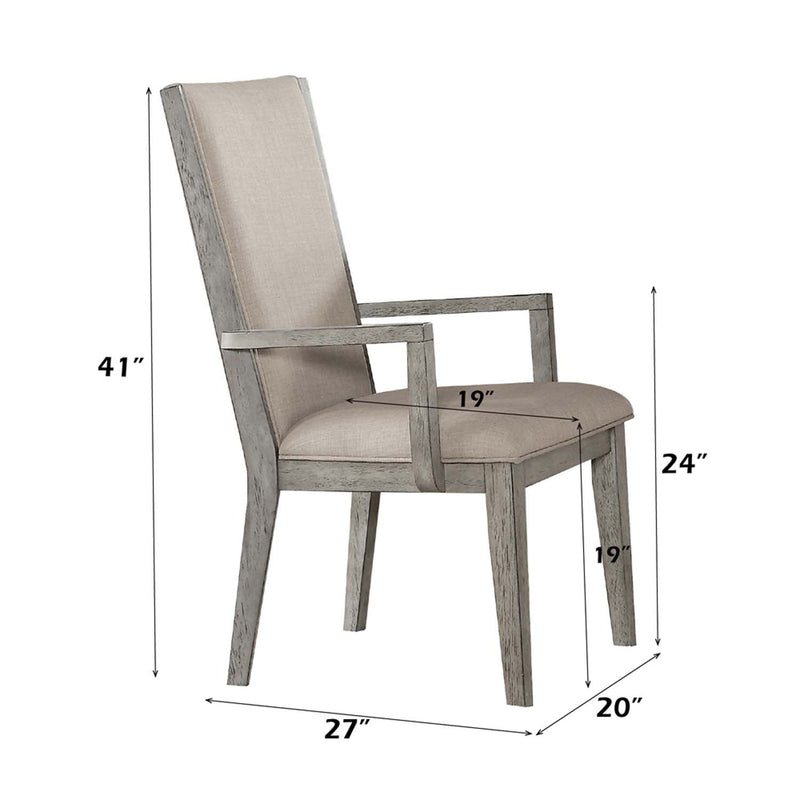 Rocky Arm Chair 2Pc, Fabric & Gray Oak Finish Acme