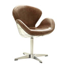 Brancaster Accent Chair w/Swivel, Retro Brown Top Grain Leather & Aluminum Acme