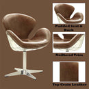 Brancaster Accent Chair w/Swivel, Retro Brown Top Grain Leather & Aluminum Acme