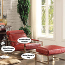 Quinto Accent Chair, Antique Red Top Grain Leather & Stainless Steel Acme