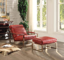 Quinto Accent Chair, Antique Red Top Grain Leather & Stainless Steel Acme