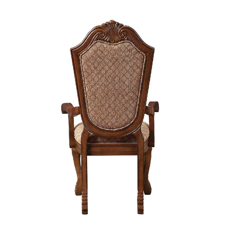Chateau De Ville Arm Chair 2Pc, Fabric & Cherry Finish Acme