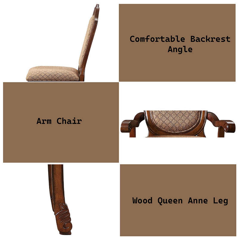 Chateau De Ville Arm Chair 2Pc, Fabric & Cherry Finish Acme