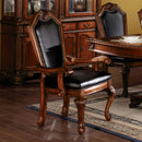 Chateau De Ville Arm Chair 2Pc, Black Faux Leather & Cherry Finish Acme