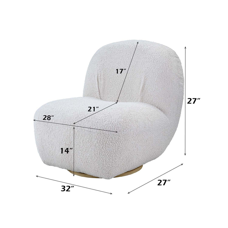 Yedaid Accent Chair w/Swivel, White Teddy Sherpa Acme