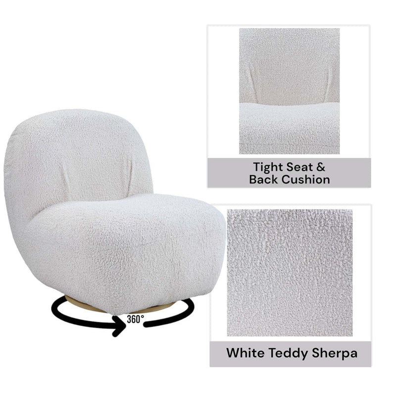 Yedaid Accent Chair w/Swivel, White Teddy Sherpa Acme