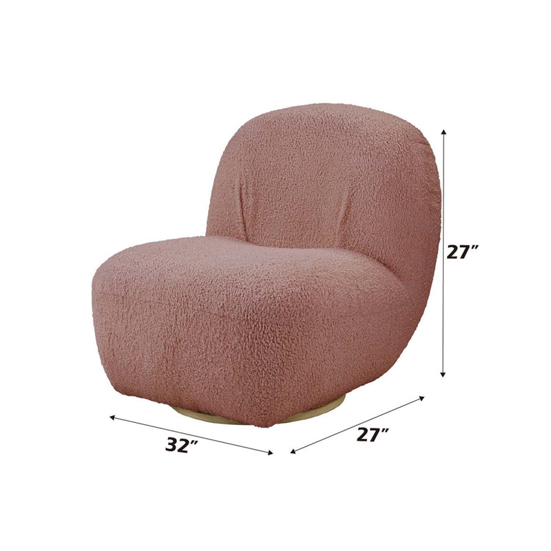 Yedaid Accent Chair w/Swivel, Pink Teddy Sherpa Acme