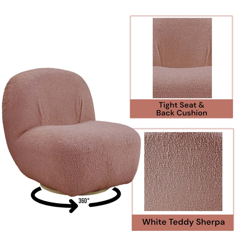 Yedaid Accent Chair w/Swivel, Pink Teddy Sherpa Acme