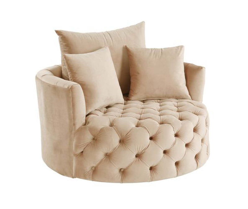Zunyas Accent Chair w/Swivel, Beige Velvet Acme