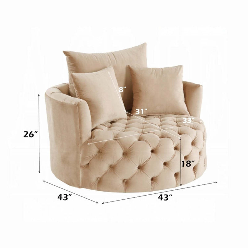 Zunyas Accent Chair w/Swivel, Beige Velvet Acme
