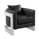 Betla Accent Chair, Black Top Grain Leather & Aluminum Acme