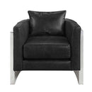 Betla Accent Chair, Black Top Grain Leather & Aluminum Acme
