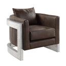 Betla Accent Chair, Espresso Top Grain Leather & Aluminum Acme