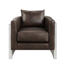 Betla Accent Chair, Espresso Top Grain Leather & Aluminum Acme