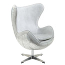Brancaster Accent Chair w/Swivel, Vintage White Top Grain Leather &  Aluminum Acme