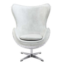 Brancaster Accent Chair w/Swivel, Vintage White Top Grain Leather &  Aluminum Acme
