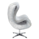 Brancaster Accent Chair w/Swivel, Vintage White Top Grain Leather &  Aluminum Acme