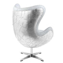 Brancaster Accent Chair w/Swivel, Vintage White Top Grain Leather &  Aluminum Acme