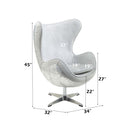 Brancaster Accent Chair w/Swivel, Vintage White Top Grain Leather &  Aluminum Acme