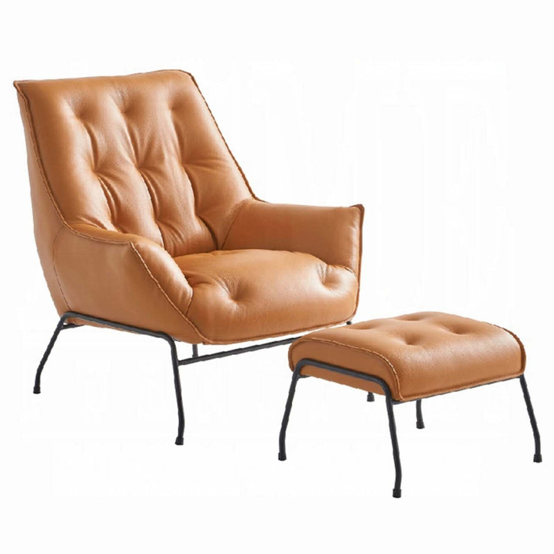 Zusa Accent Chair & Ottoman, Sandstone Top Grain Leather Acme