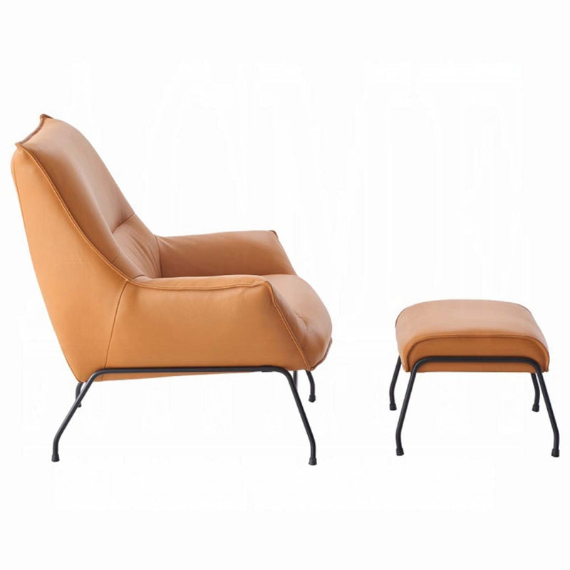 Zusa Accent Chair & Ottoman, Sandstone Top Grain Leather Acme
