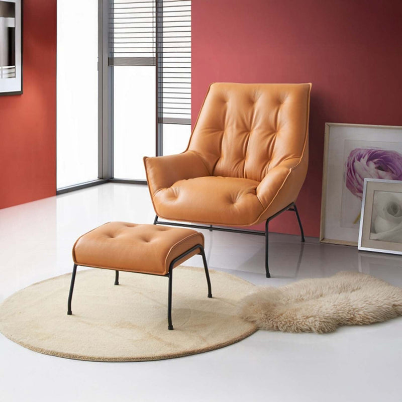 Zusa Accent Chair & Ottoman, Sandstone Top Grain Leather Acme