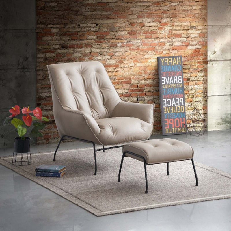 Zusa Accent Chair & Ottoman, Khaki Top Grain Leather Acme